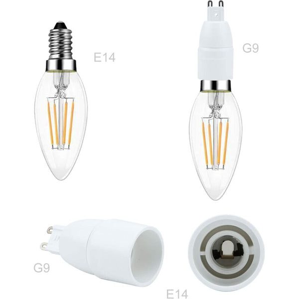 4X Lamp Socket Adapter G9 To E14 In White Pcs Set Reformatting Converters For Sockets Incandescent Led Light Bulbs