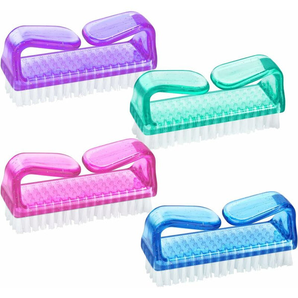 Handle Nail Brushes 4 Pcs Plastic Cleaning Scrub For Nails Manicure & Pedicure Tools & Kits