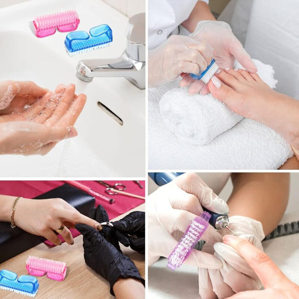 Handle Nail Brushes 4 Pcs Plastic Cleaning Scrub For Nails Manicure & Pedicure Tools & Kits