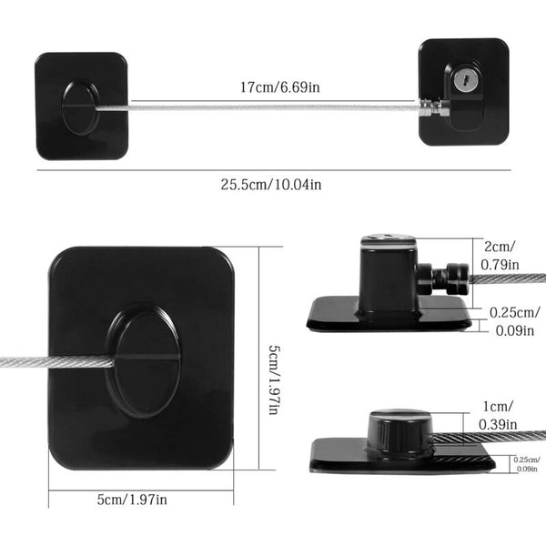 3 Pack Child Safety Window Lock Adhesive Refrigerator Door Opening Limit Cable Block With Other Window Accessories