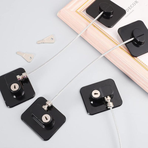 3 Pack Child Safety Window Lock Adhesive Refrigerator Door Opening Limit Cable Block With Other Window Accessories