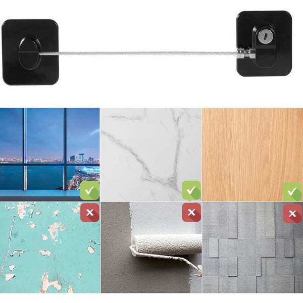 3 Pack Child Safety Window Lock Adhesive Refrigerator Door Opening Limit Cable Block With Other Window Accessories