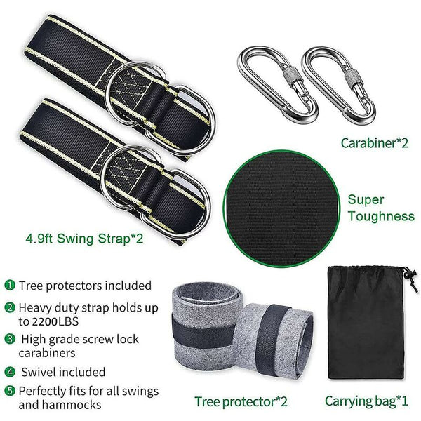 Hammock Strap Swing Attachment Hanging Chair Rope Outdoor Accessory Safety Carabiners Tree For Swing Seats