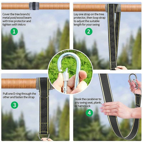 Hammock Strap Swing Attachment Hanging Chair Rope Outdoor Accessory Safety Carabiners Tree For Swing Seats