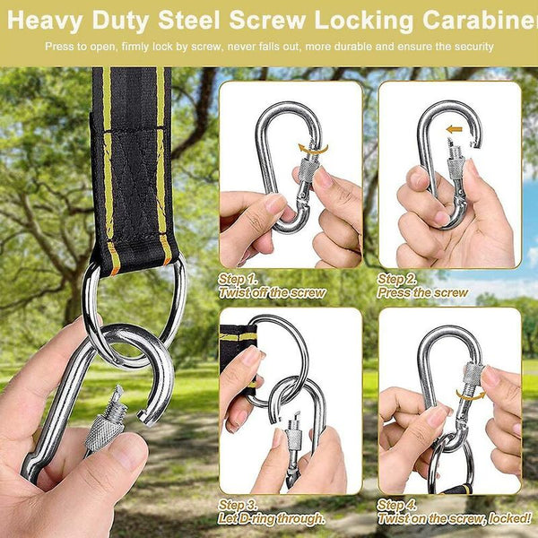 Hammock Strap Swing Attachment Hanging Chair Rope Outdoor Accessory Safety Carabiners Tree For Swing Seats