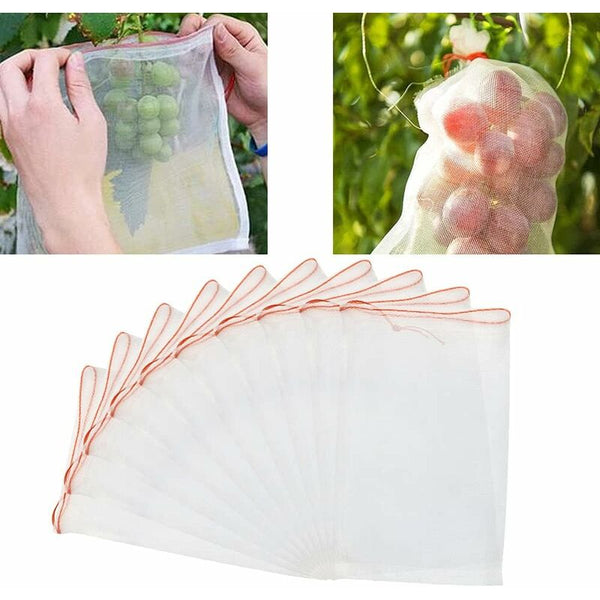 50Pcs Nylon Fruit Protection Bags With Drawstring 20X30cm Protective Garden Netting