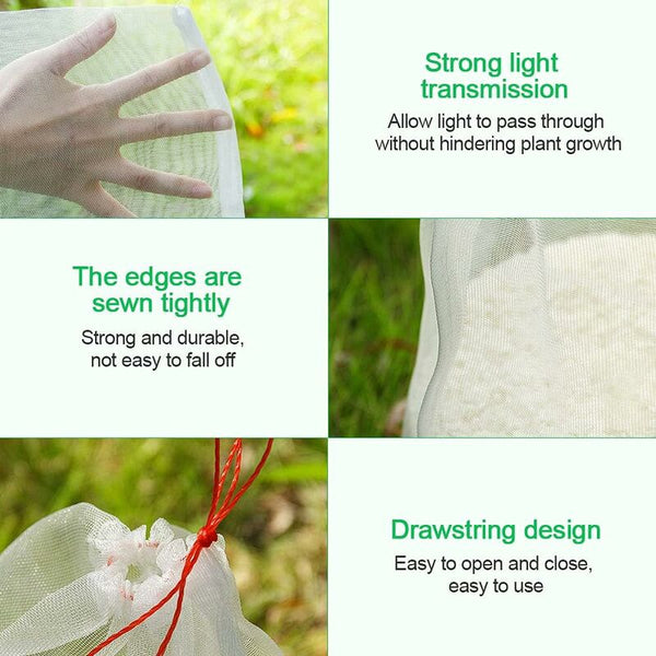 50Pcs Nylon Fruit Protection Bags With Drawstring 20X30cm Protective Garden Netting