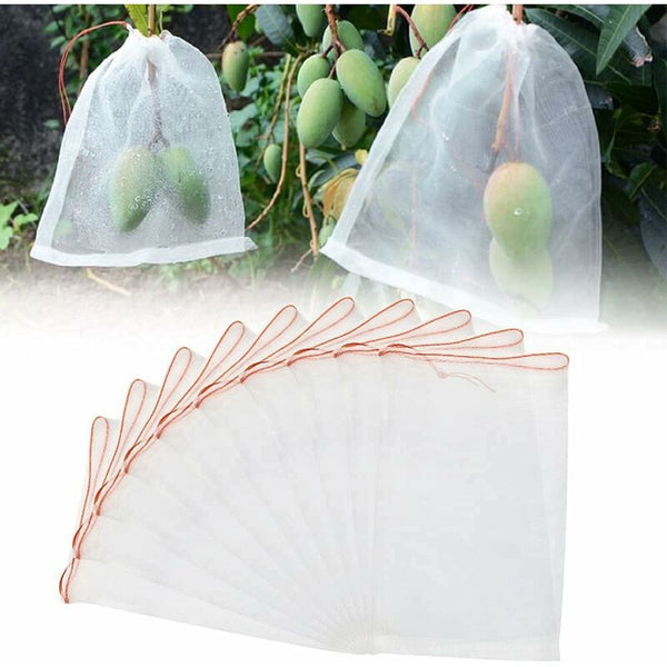 50Pcs Nylon Fruit Protection Bags With Drawstring 20X30cm Protective Garden Netting