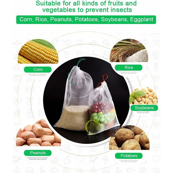 50Pcs Nylon Fruit Protection Bags With Drawstring 20X30cm Protective Garden Netting