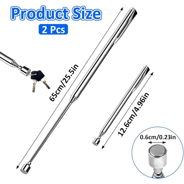 2 Pack Telescopic Magnetic Pick Up Tools With Pocket Clip 0.7Kg Extendable Metal Grabber For Picking Other Hand Tools