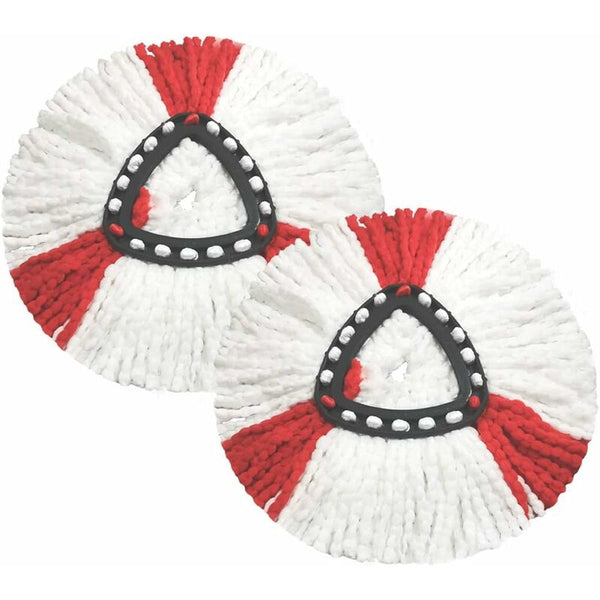 2 Pack Mop Heads Compatible With Vileda In 1 Turbo Replacement Microfiber Red White. Mop & Broom Accessories