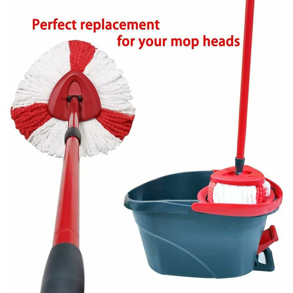 2 Pack Mop Heads Compatible With Vileda In 1 Turbo Replacement Microfiber Red White. Mop & Broom Accessories