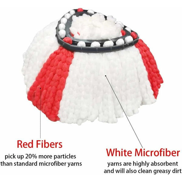 2 Pack Mop Heads Compatible With Vileda In 1 Turbo Replacement Microfiber Red White. Mop & Broom Accessories