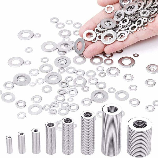 360 Pcs Stainless Steel Flat Washers Assortment Kit M2.5 M3 M4 M5 M6 M8 M10 M12 Metal For Screw Sealing Gasket Screws & Bolts