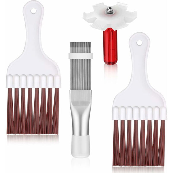 4 Piece Air Conditioner Fin Comb & Brush Set For Cleaning Straightening Portable Air Conditioners