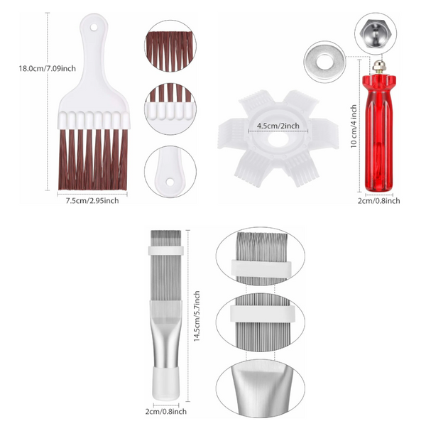 4 Piece Air Conditioner Fin Comb & Brush Set For Cleaning Straightening Portable Air Conditioners