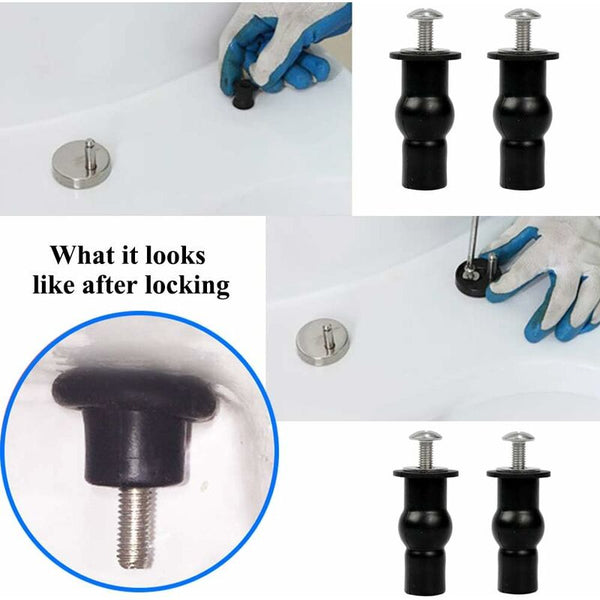 Toilet Seat Fittings 4 Pack Hinges Screws Fixings Expanding Rubber Top Nuts Toilet Seats
