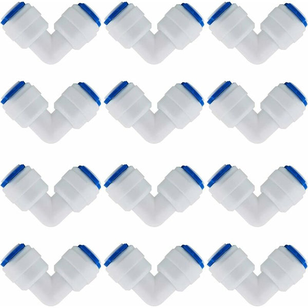 12 Pcs Ro Water Filter Accessories Nozzle Fitting 1/4 Inch 90 Degree Right Angle Fast Docking For Connecting Pipe Water Filters