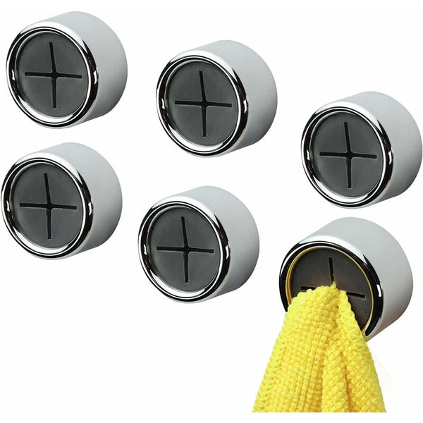 6 Pack Dishcloth Holders Round Self Adhesive Hooks Kitchen Suction Cup Towel Rack For Bathroom Wardrobe And Paper Towel Holders