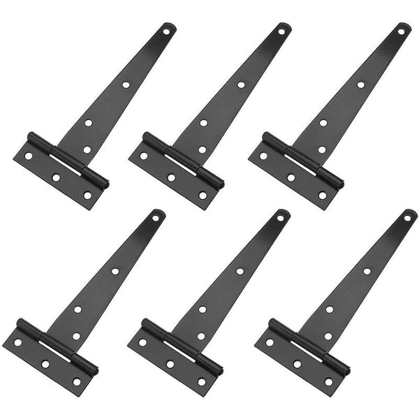 6 Pack 10Cm T Shaped Hinges Heavy Duty Forged Steel Black Door Hinges