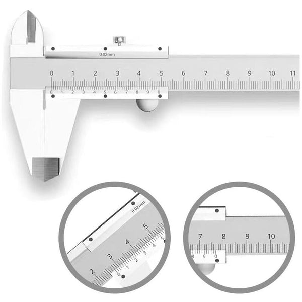 Stainless Steel Analog Vernier Caliper 150Mm / 0.02Mm High Precision Micrometer Tool With Depth Inside And Outside Vernier Calipers