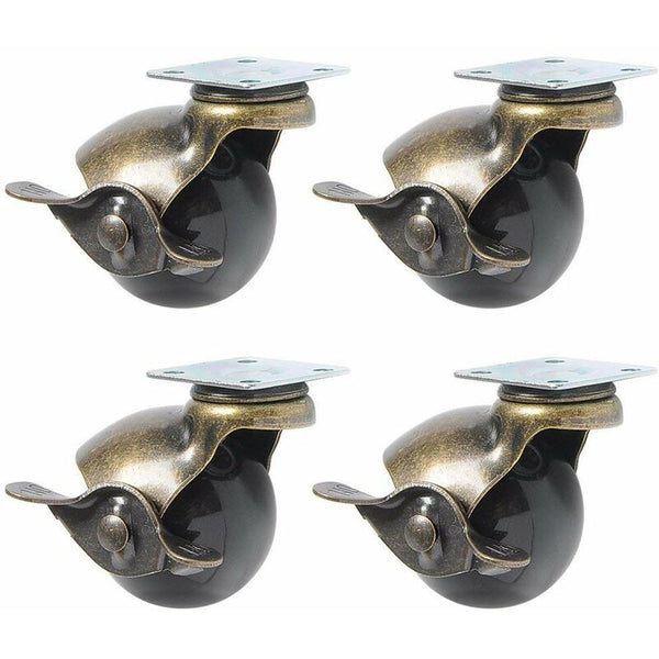 4 Pcs Furniture Leg Caster Wheels (1.5Inch (40Mm) With Brake) Castor Wheels