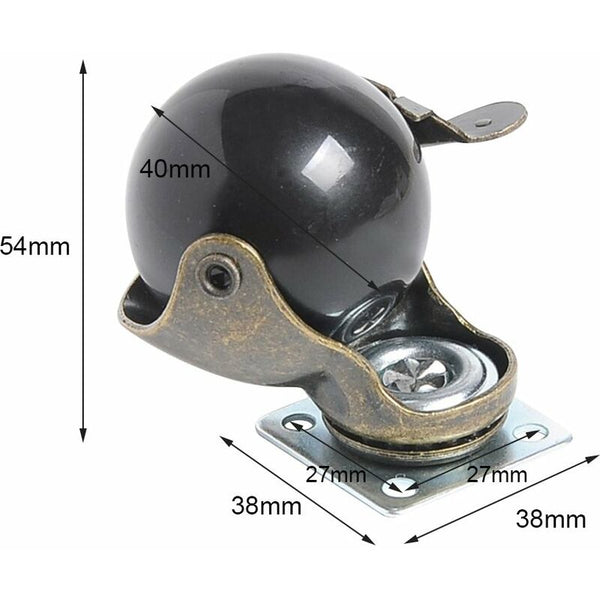 4 Pcs Furniture Leg Caster Wheels (1.5Inch (40Mm) With Brake) Castor Wheels