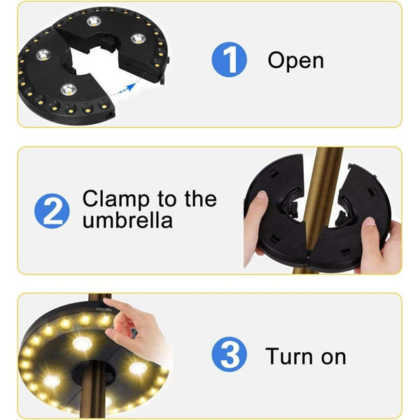 Patio Umbrella Light Warm White 3 Brightness Modes 28 Led Lights At 200 Lumens 4 Aa Batteries Operated For Patio Umbrellas