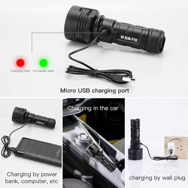 30000 100000 Lumen High Power Led Flashlight Waterproof Ultra Bright Modes Brightness Usb Rechargeable Flashlights