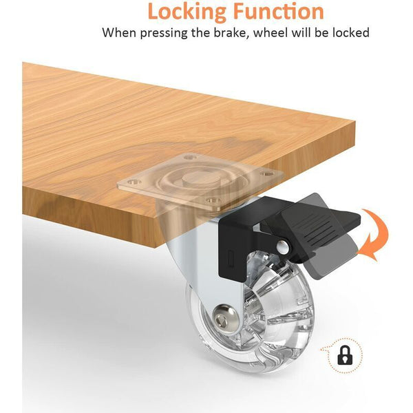 4 Pack Furniture Casters With Brakes 360 Swivel 600Kg Capacity Floor Protection Castor Wheels