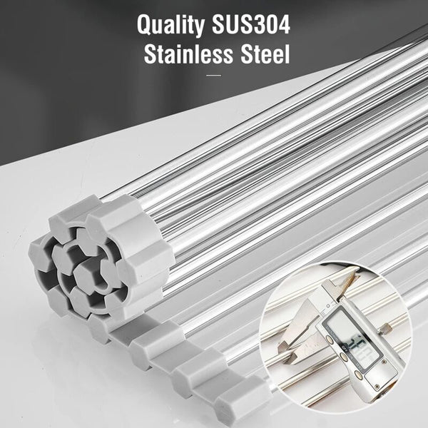 2 Pack Stainless Steel Foldable Triangular Drainer Rack For Kitchen Sink Non Slip Grey Colanders Strainers & Sifters