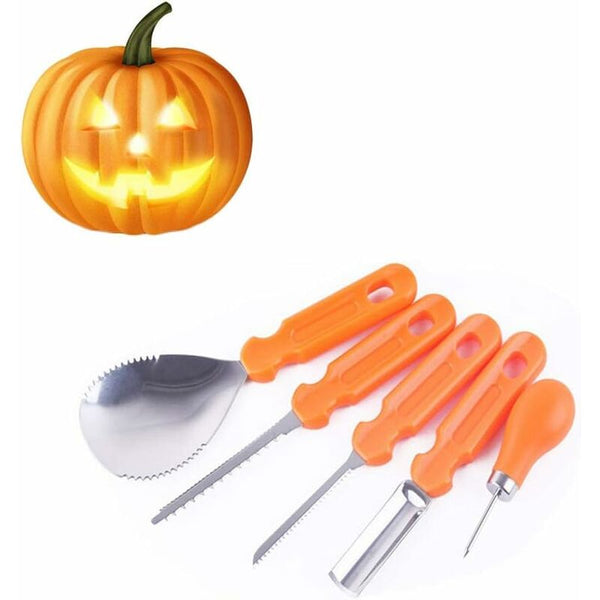 5 Pcs Halloween Pumpkin Carving Tools Set Premium Quality Reusable Heavy Duty Stainless Steel For Wood Carving Kits
