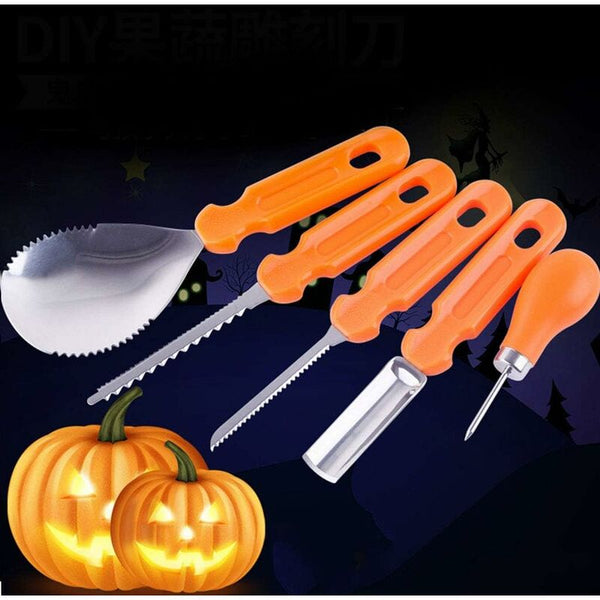5 Pcs Halloween Pumpkin Carving Tools Set Premium Quality Reusable Heavy Duty Stainless Steel For Wood Carving Kits