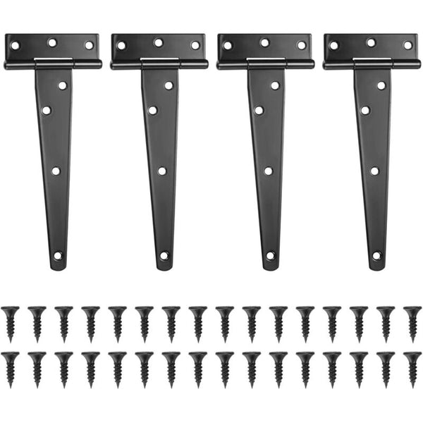 4 Pack Hinges Black Barn Door Stainless Steel Flat For Gates Closet 6 Inch Door Hinges