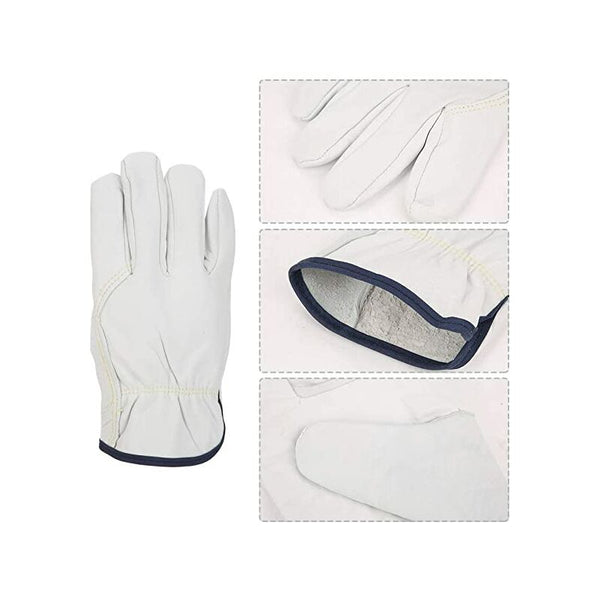 Work Gloves Hand Protection Fire Resistant Welding Super Soft Grain Sheepskin Protective For Tig White Protective Gloves