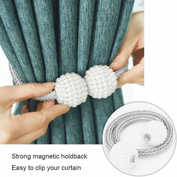 2 Pack Magnetic Curtain Tiebacks For Small Thin Or Sheer Curtains Grey Curtain Poles & Accessories