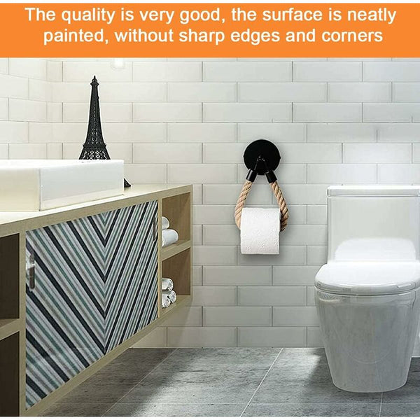 Toilet Paper Holder Hemp Rope Towel For Bathroom And Kitchen Roll (Black) Toilet Paper Holders & Storage