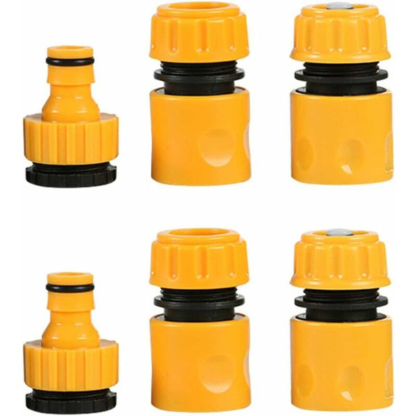 2 Pack Garden Hose Connector Kits With Tap Connectors Yellow (6 Pcs) Connectors Valves & Accessories