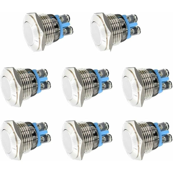 Momentary Metal Push Button Switch 12V 8 Pcs 16Mm For Marine Waterproof Car Rv Truck Boat Switch Accessories