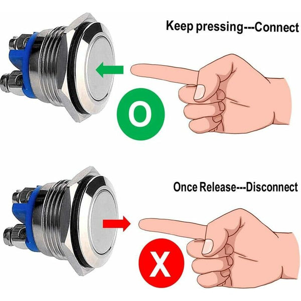 Momentary Metal Push Button Switch 12V 8 Pcs 16Mm For Marine Waterproof Car Rv Truck Boat Switch Accessories
