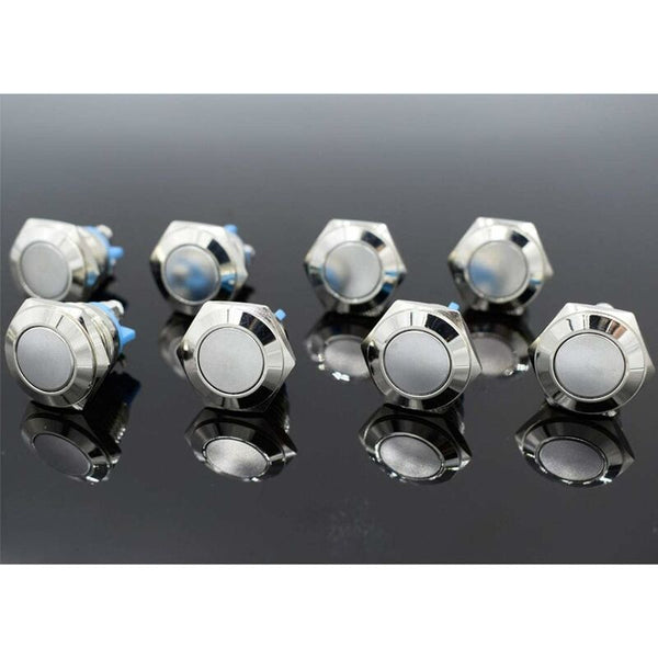 Momentary Metal Push Button Switch 12V 8 Pcs 16Mm For Marine Waterproof Car Rv Truck Boat Switch Accessories