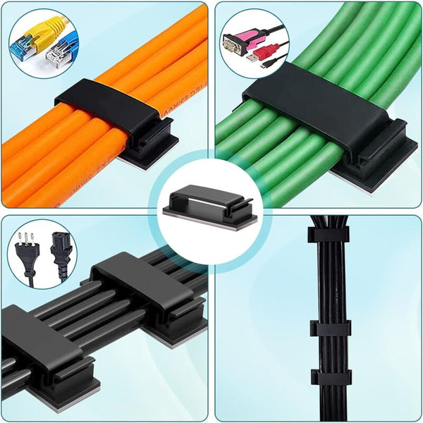 10 Pcs Self Adhesive Cable Management Holder Durable Clips For Tv Laptop Ethernet Home Office (Black) Cable Cleats Clamps & Ties