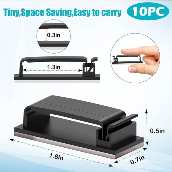 10 Pcs Self Adhesive Cable Management Holder Durable Clips For Tv Laptop Ethernet Home Office (Black) Cable Cleats Clamps & Ties
