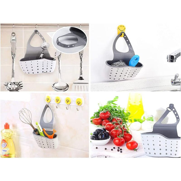 Kitchen Sink Sponge Holder Hanging Drainer Basket Storage Shelf Sink Organisers