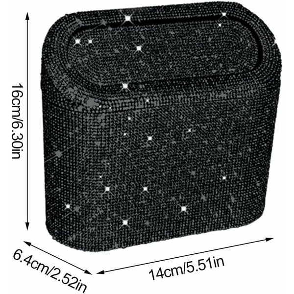 Car Mounted Diamond Encrusted Trash Can Storage Bucket Hanging Bag Creative Mini Storage Bins & Baskets
