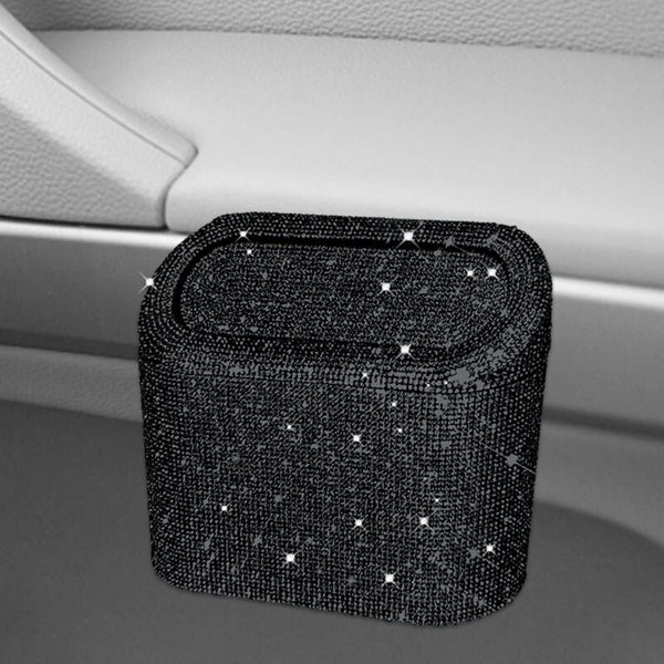 Car Mounted Diamond Encrusted Trash Can Storage Bucket Hanging Bag Creative Mini Storage Bins & Baskets