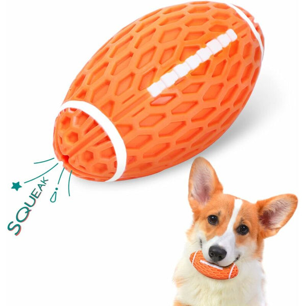 Natural Rubber Rugby Dog Ball Squeaky Chew Dental Toy Dog Toys
