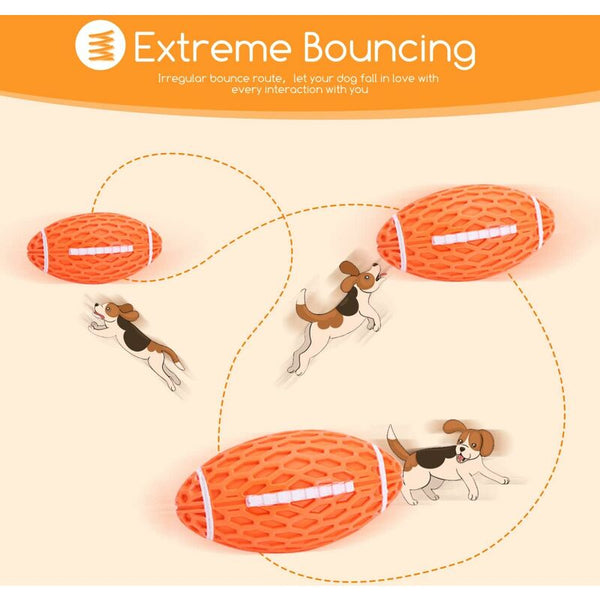 Natural Rubber Rugby Dog Ball Squeaky Chew Dental Toy Dog Toys
