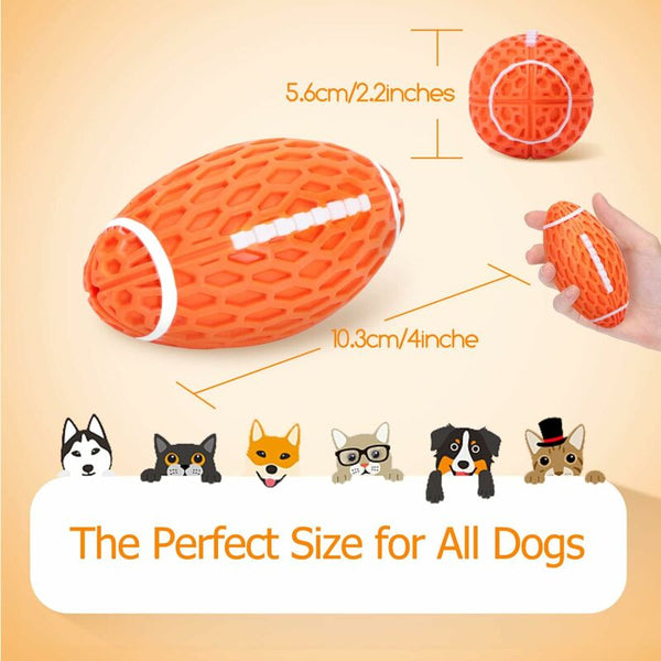 Natural Rubber Rugby Dog Ball Squeaky Chew Dental Toy Dog Toys