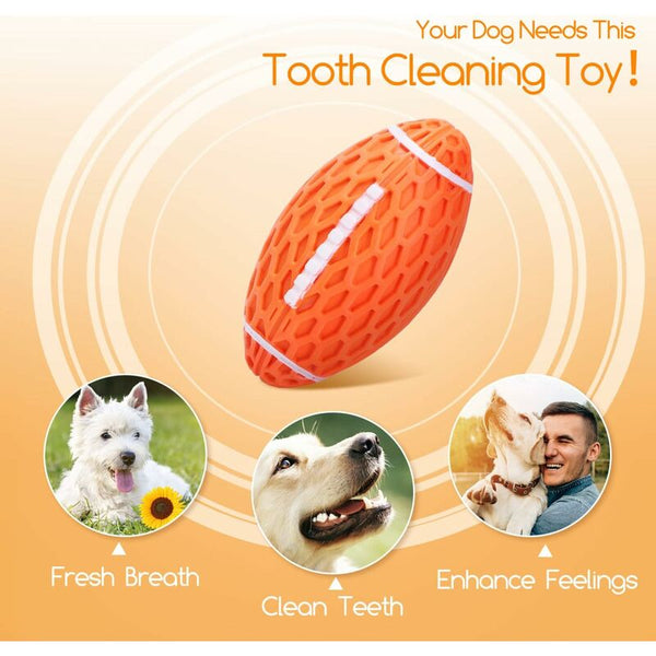Natural Rubber Rugby Dog Ball Squeaky Chew Dental Toy Dog Toys